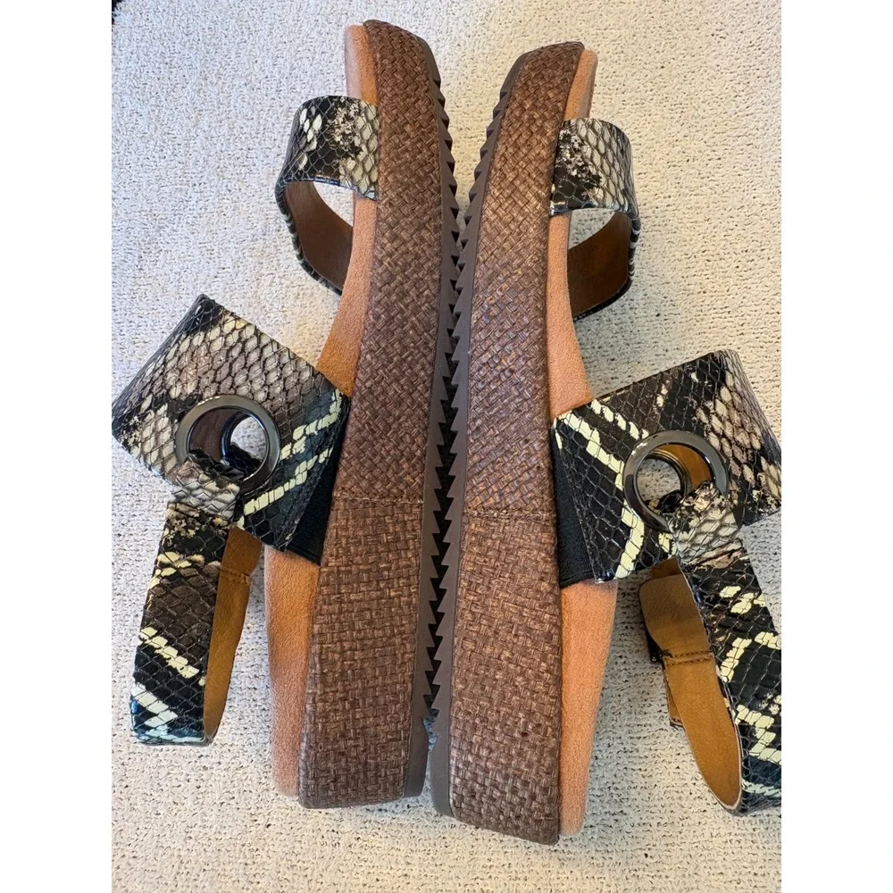Vionic Louise Raf Boa Snakeskin Print Platform Sandals Womens 7 10011581
